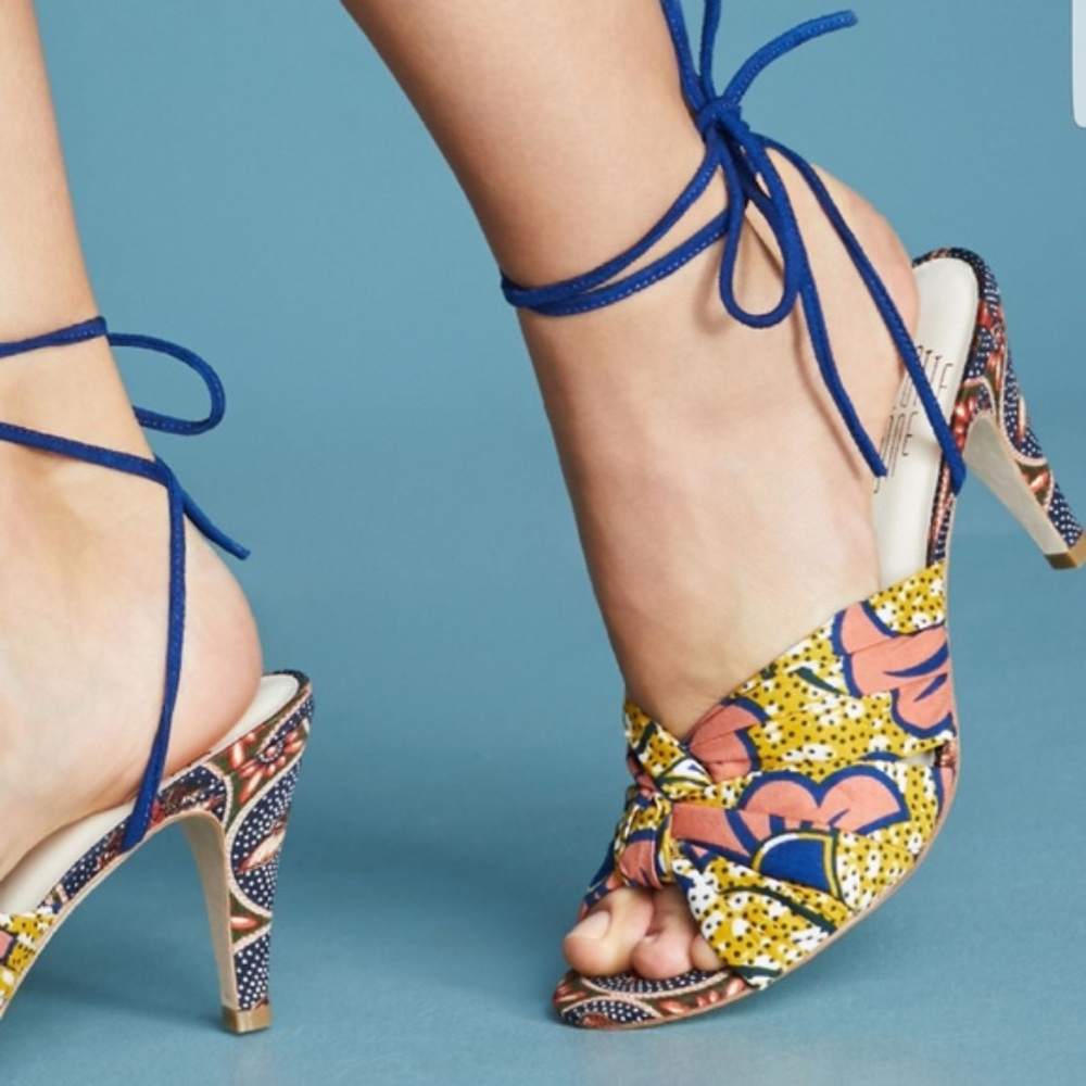 Anthropologie Charlotte Stone Melle Floral Heels Designer Stilettos Size 6